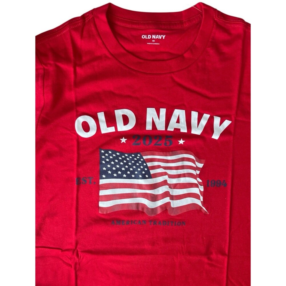 Old Navy USA American 2025 Flag 4th of July T-Shirt Red Size Extra Small